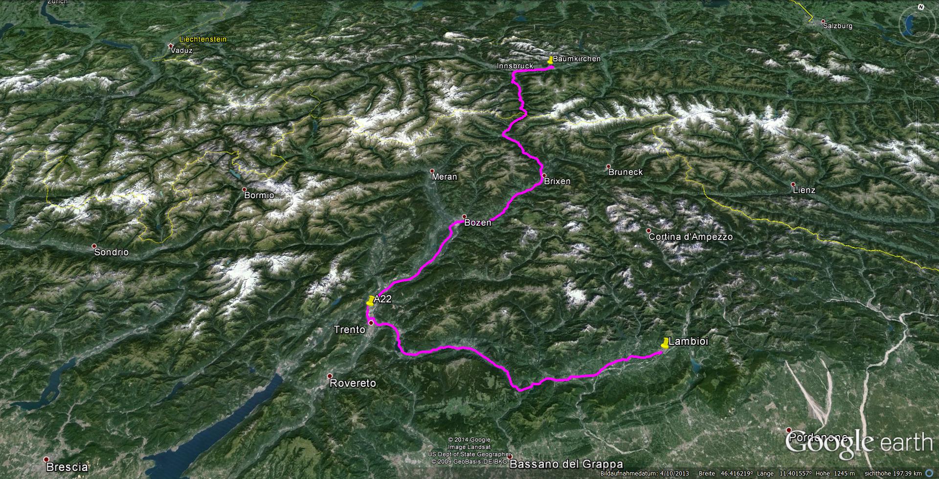 22.6. Heimreise - Knapp 300 km haben wir vor uns bis nach Hause. Bis Bozen geht alles gut, obwohl man schon erkennen kann, dass der Rückreiseverkehr stark ist. In Bozen verlassen wir die Autobahn und nehmen die Bundesstrasse nach Sterzing und über den Brenner. So haben wir uns gut 2 Std. Stau erspart und kommen um 15 Uhr wohlbehalten zu Hause an.